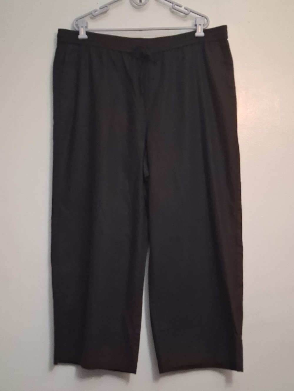 J. Crew Factory Size 20 Women's 55% Linen Black Wide-Leg Pull-On Pants Pocket.